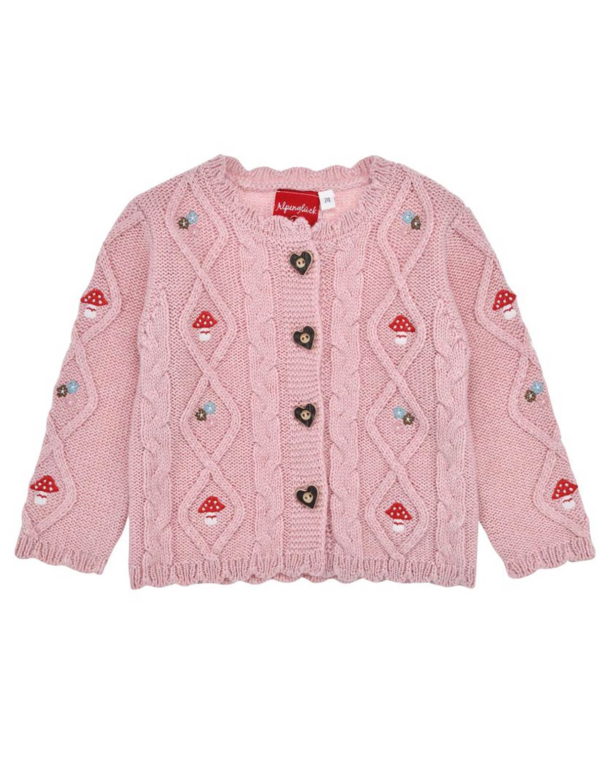 bondi-baby-m-dchen-strickjacke-86931-ros-mit-pilz-stickerei image 1
