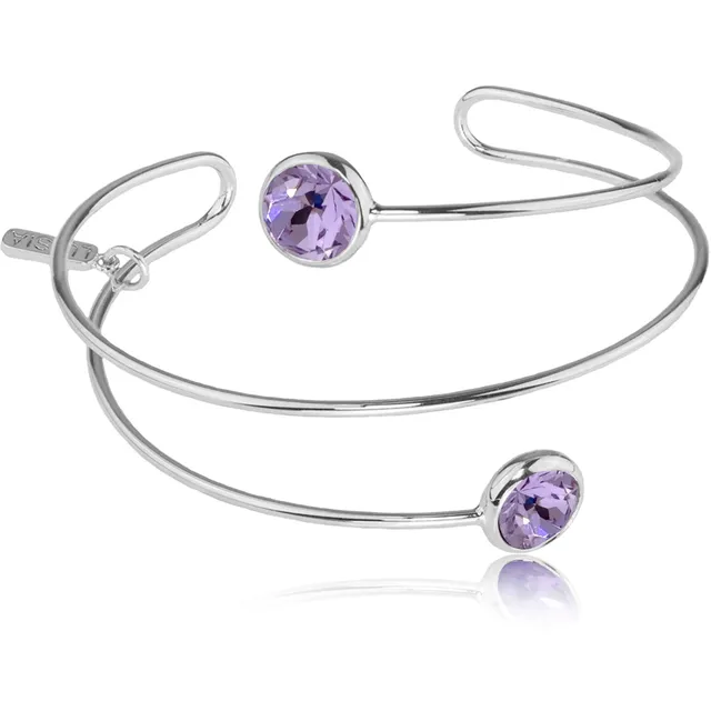 luisia-spiral-armreif-fjella-mit-zwei-premium-kristallen-armreif-silber-violet image 1