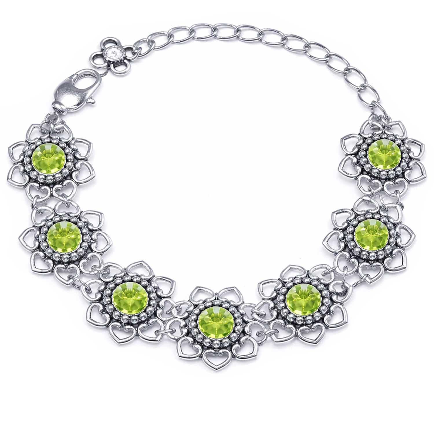 luisia-armband-leandra-mit-herzbl-ten-und-premium-kristallen-peridot-apfelgr-n image 1