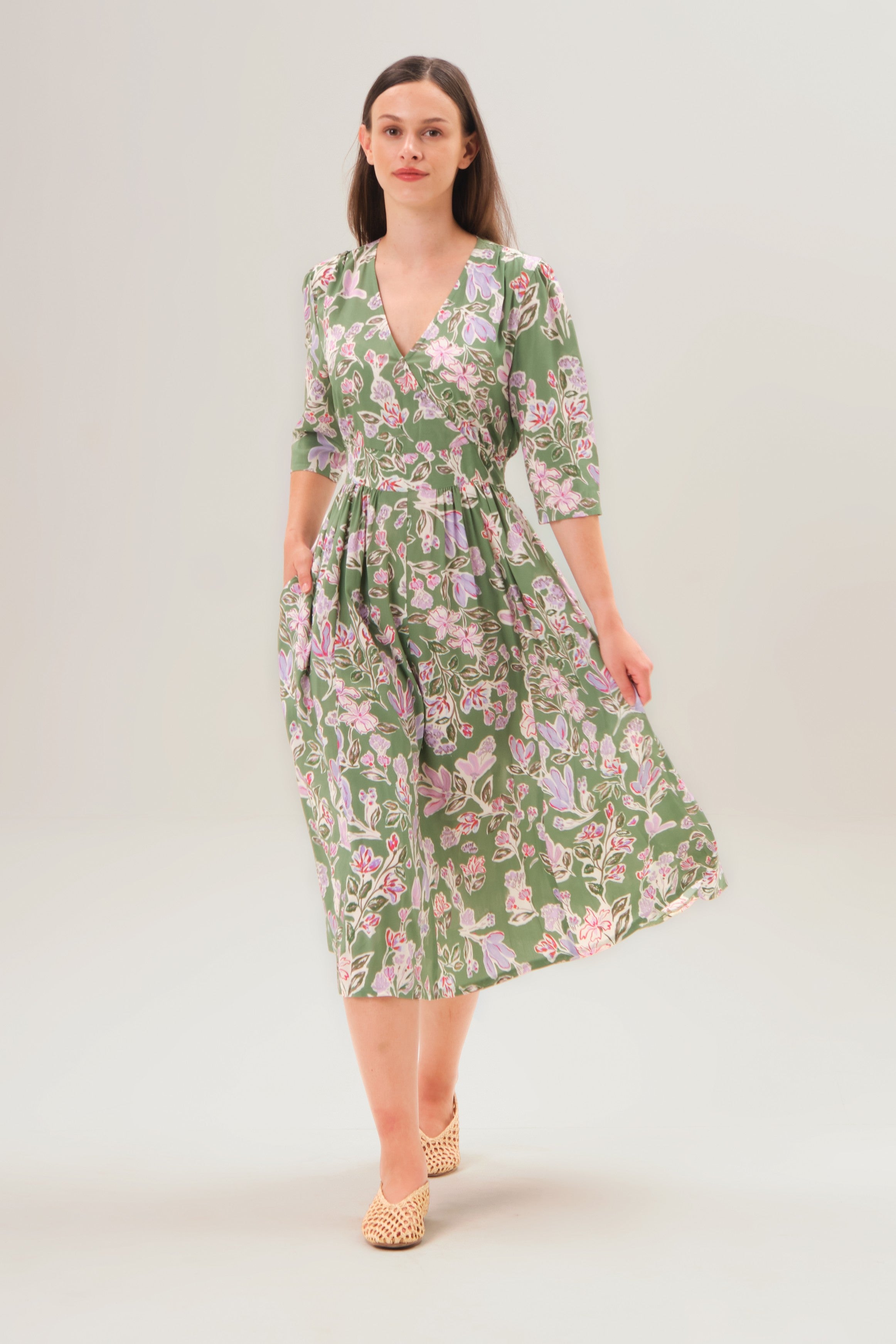felicitas-kathena-damen-maxikleid-viskose-floral-3-4-arm image 1
