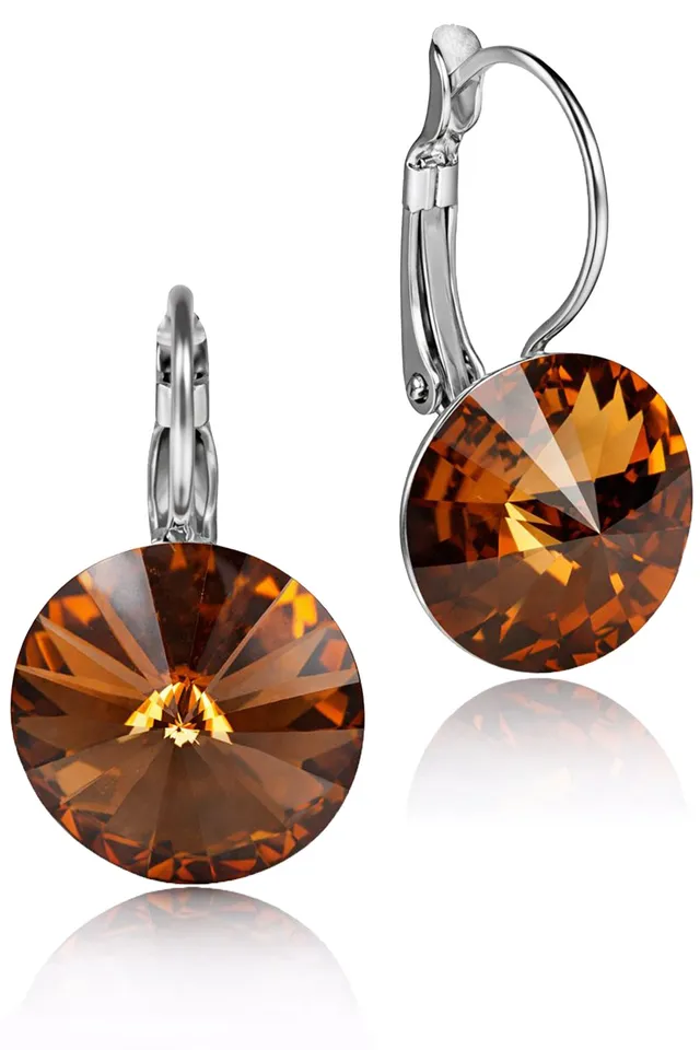 trachtenland-luisia-rivoli-ohrringe-mit-swarovski-kristallen-14-mm-smoked-topaz image 1