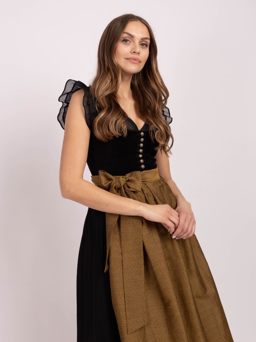 heimatgl-ck-dirndl-monaco-samtdirndl-schwarz-gold image 7
