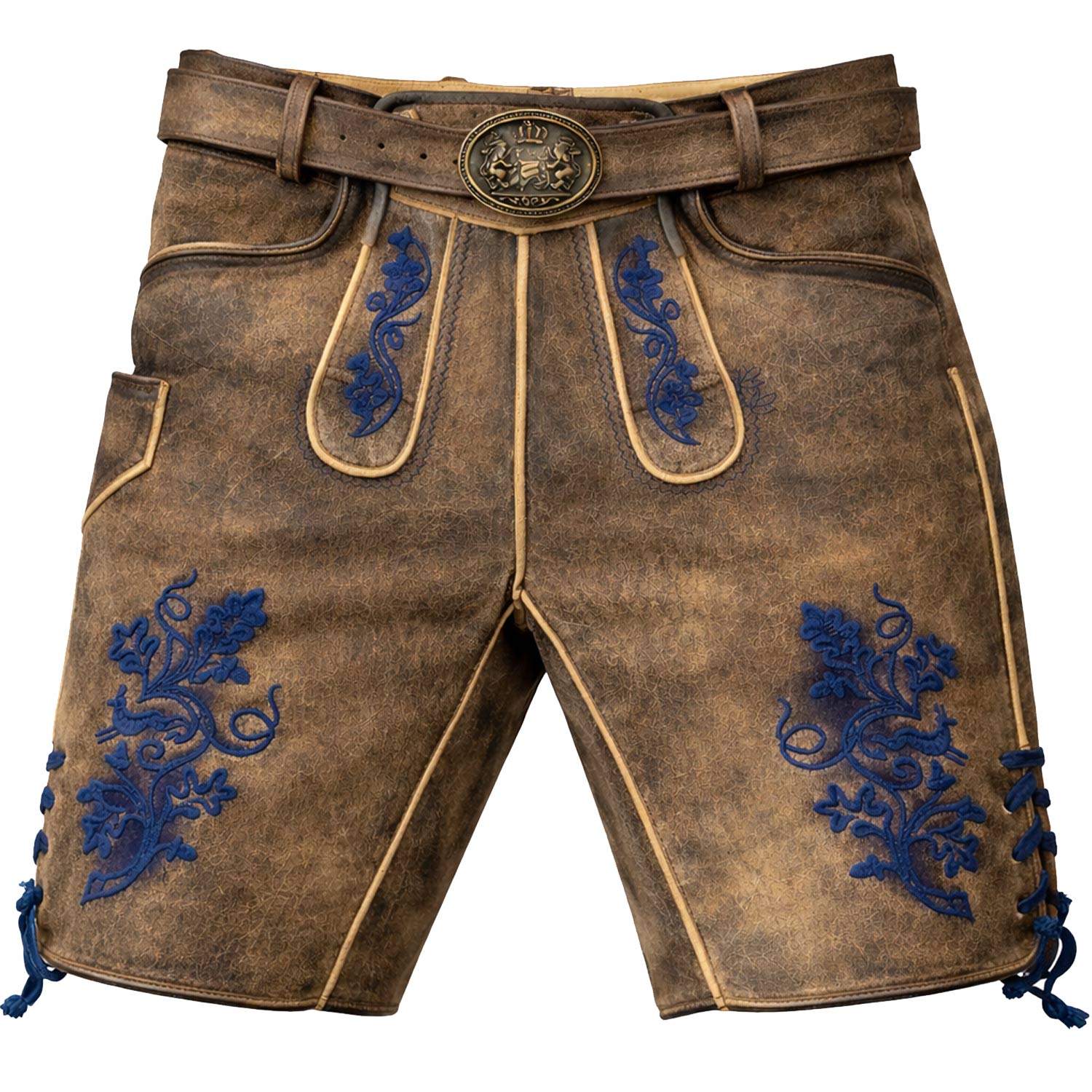trachtenland-maddox-lederhose-utz-kurz-g-rtel-wildbock-er-blau image 1