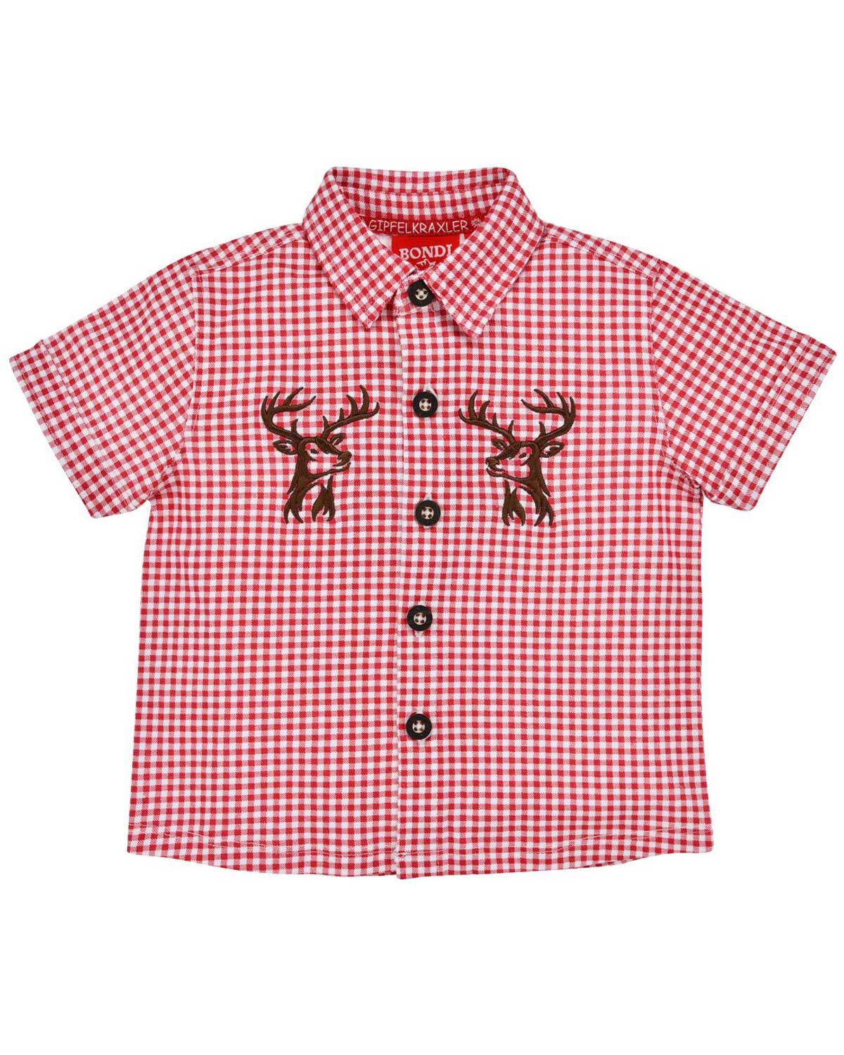bondi-jungen-hemd-hirsch-91720-kurzarm-rot-wei-kariert image 1