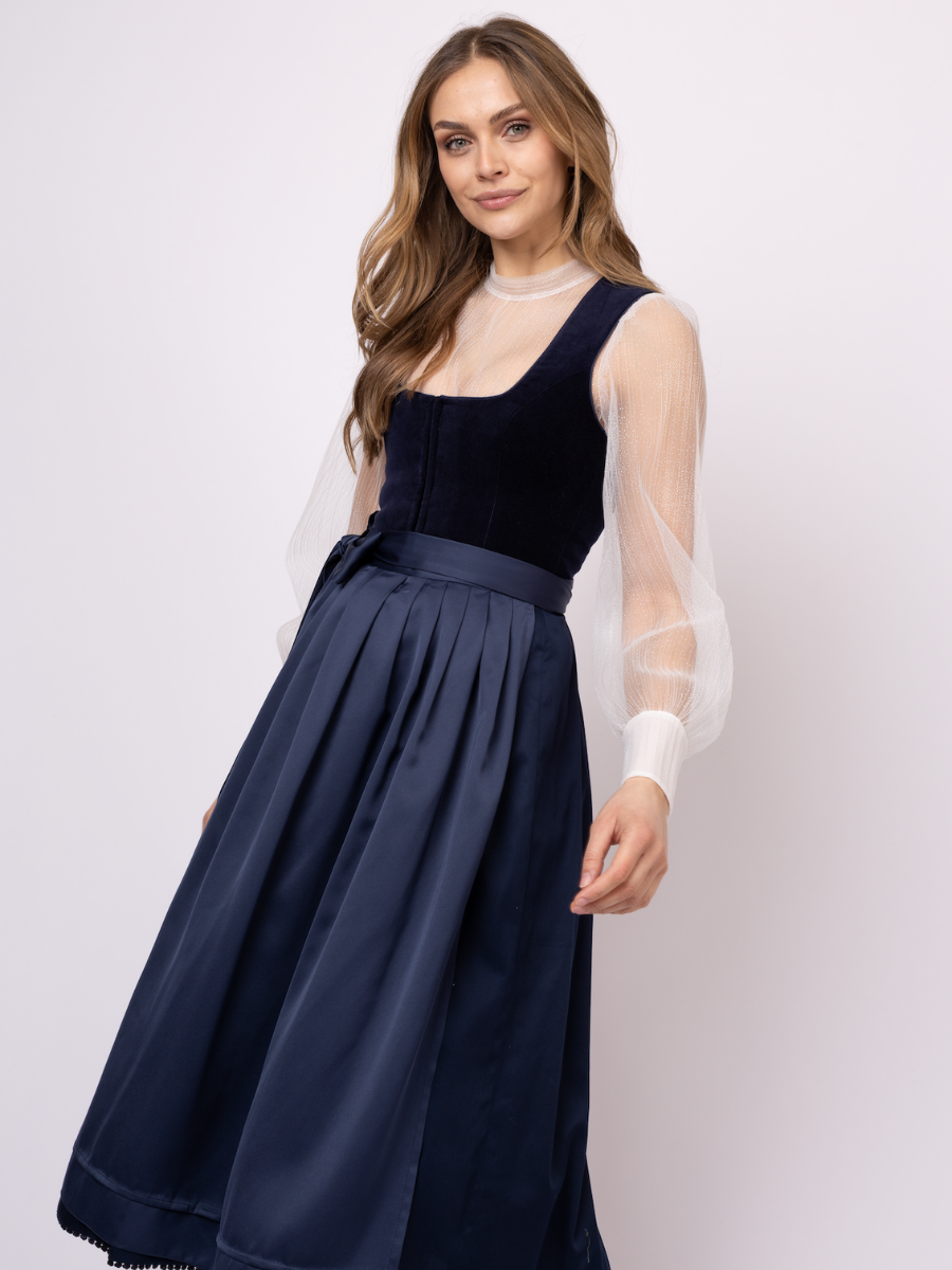 heimatgl-ck-dirndl-emma-samtdirndl-marine-mit-bommelborte image 2