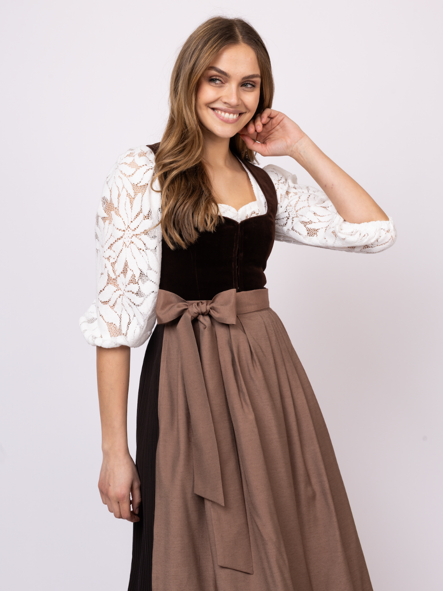 heimatgl-ck-dirndl-hazel-samtdirndl-braun-mit-plissee image 5