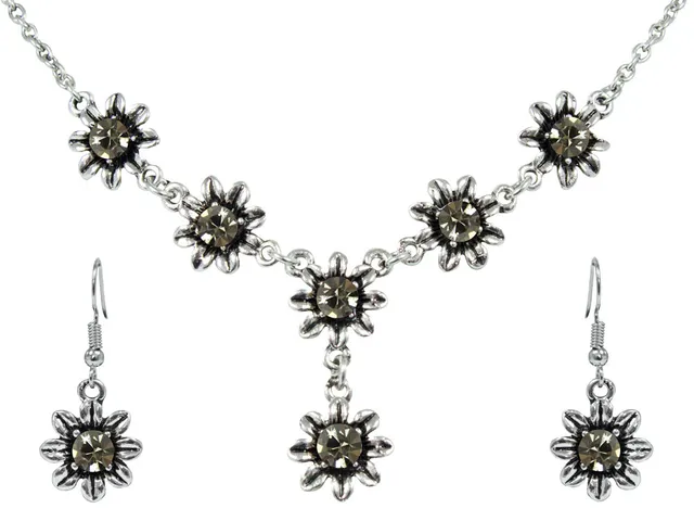 trachtenland-blumen-collier-mit-ohrh-ngern-black-diamond-set image 1
