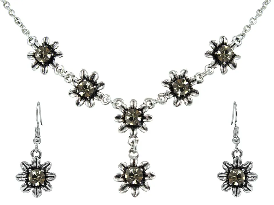 trachtenland-blumen-collier-mit-ohrh-ngern-black-diamond-set image 1