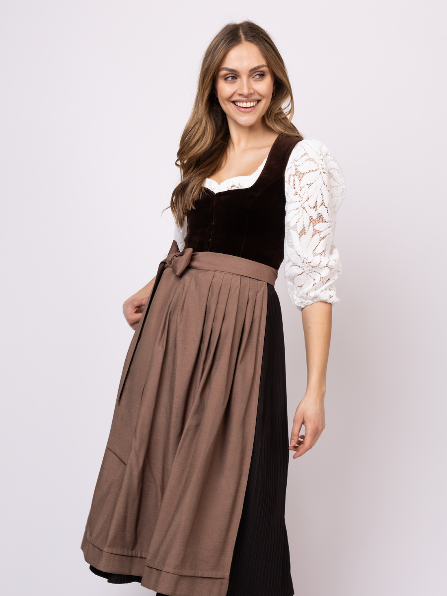 heimatgl-ck-dirndl-hazel-samtdirndl-braun-mit-plissee image 2