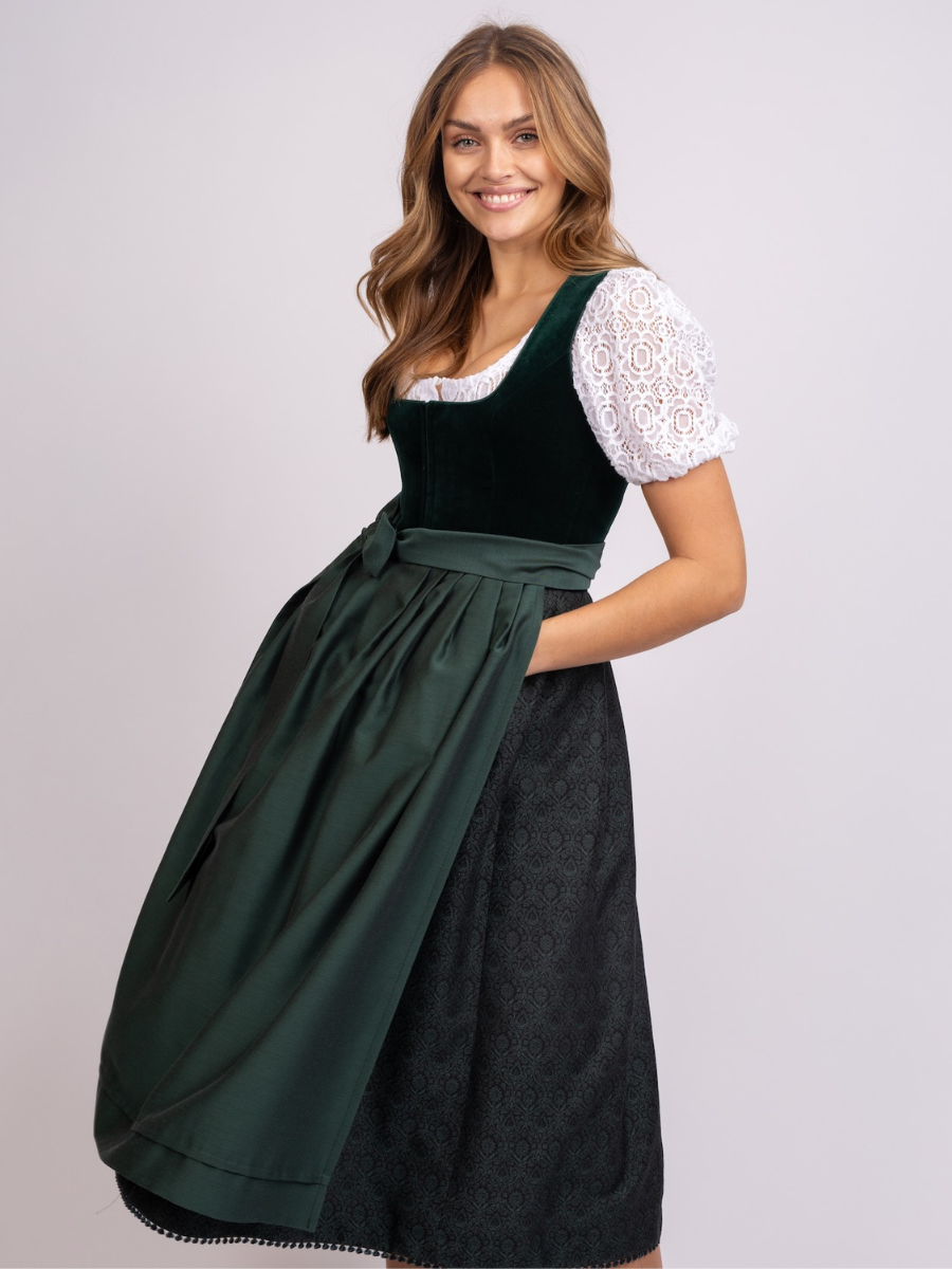 heimatgl-ck-dirndl-tilda-tannengr-n-samtdirndl-mit-blumenrock image 2