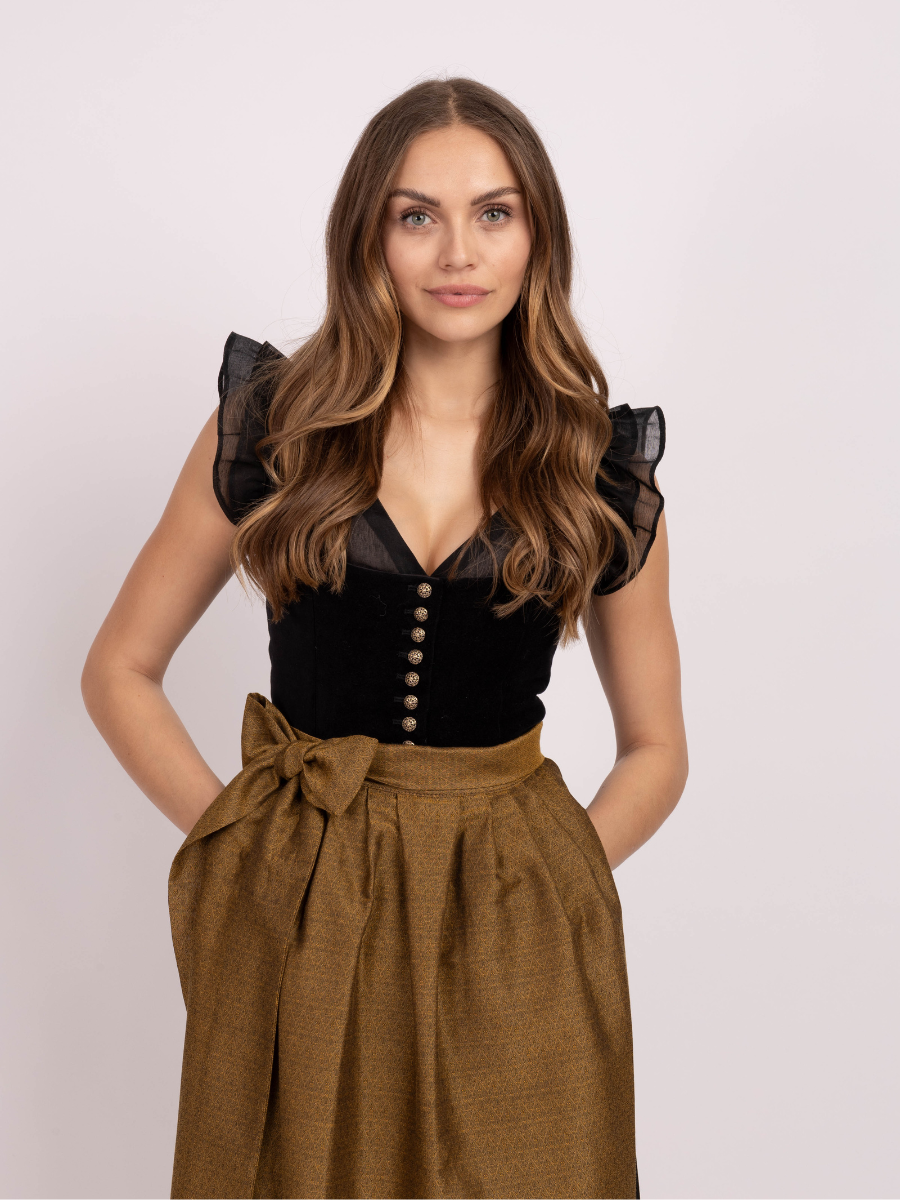 heimatgl-ck-dirndl-monaco-samtdirndl-schwarz-gold image 2