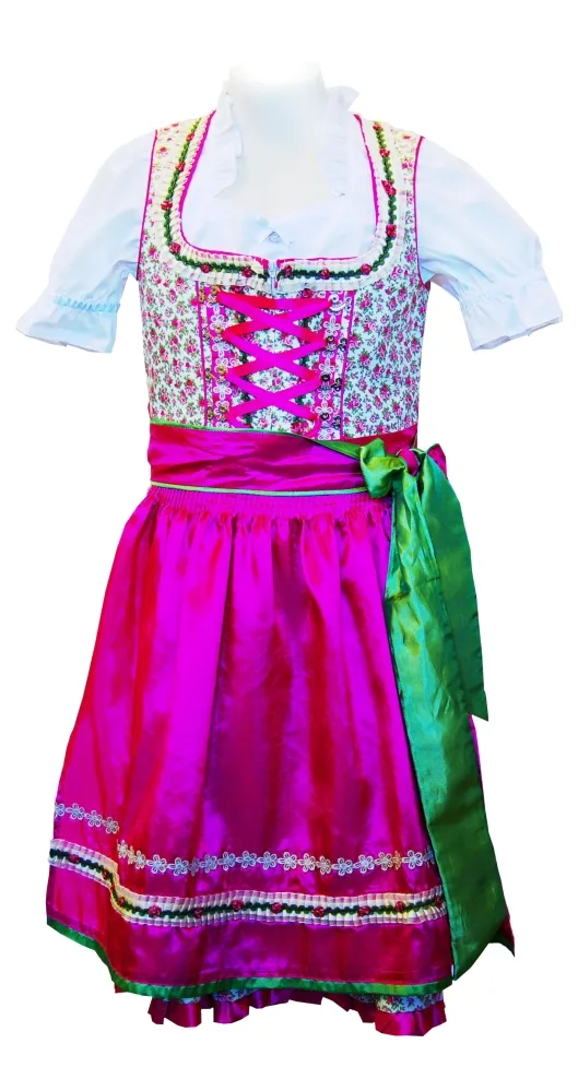 trachten-benkert-nanci-dirndl-creme-rosa-gr-n-mit-bluse image 1
