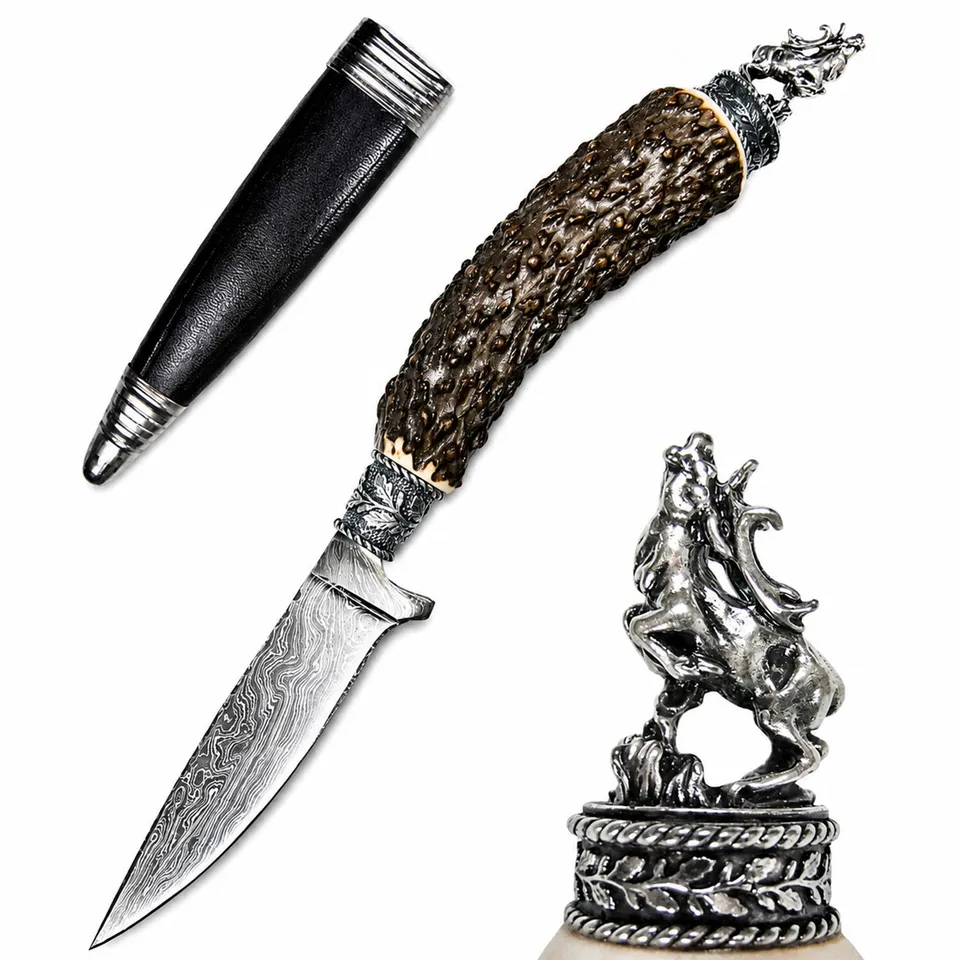 trachtenland-funk-hirschhorn-trachtenmesser-mit-damastklinge-176-lagen-hirsch image 1