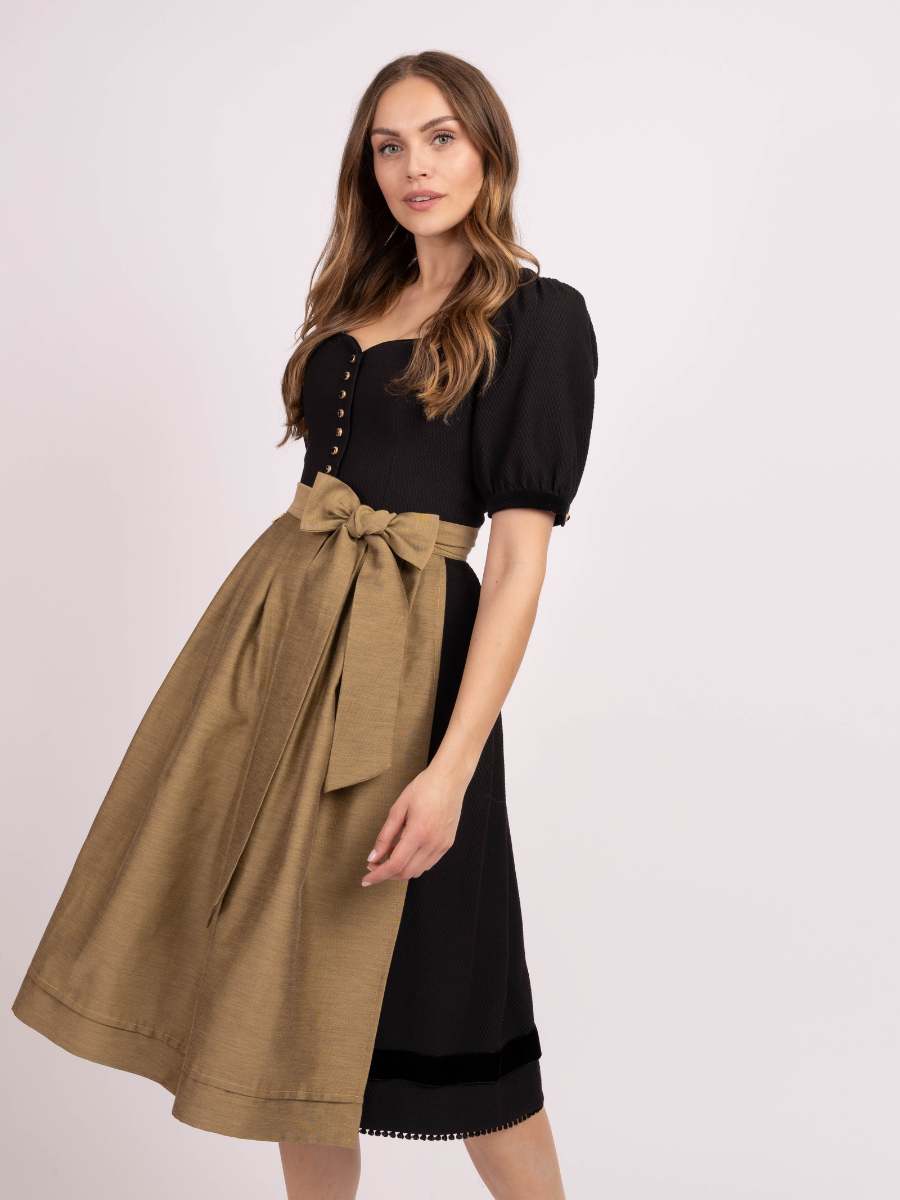 heimatgl-ck-dirndl-monaco-rmeldirndl-schwarz-gold-jacquard image 2