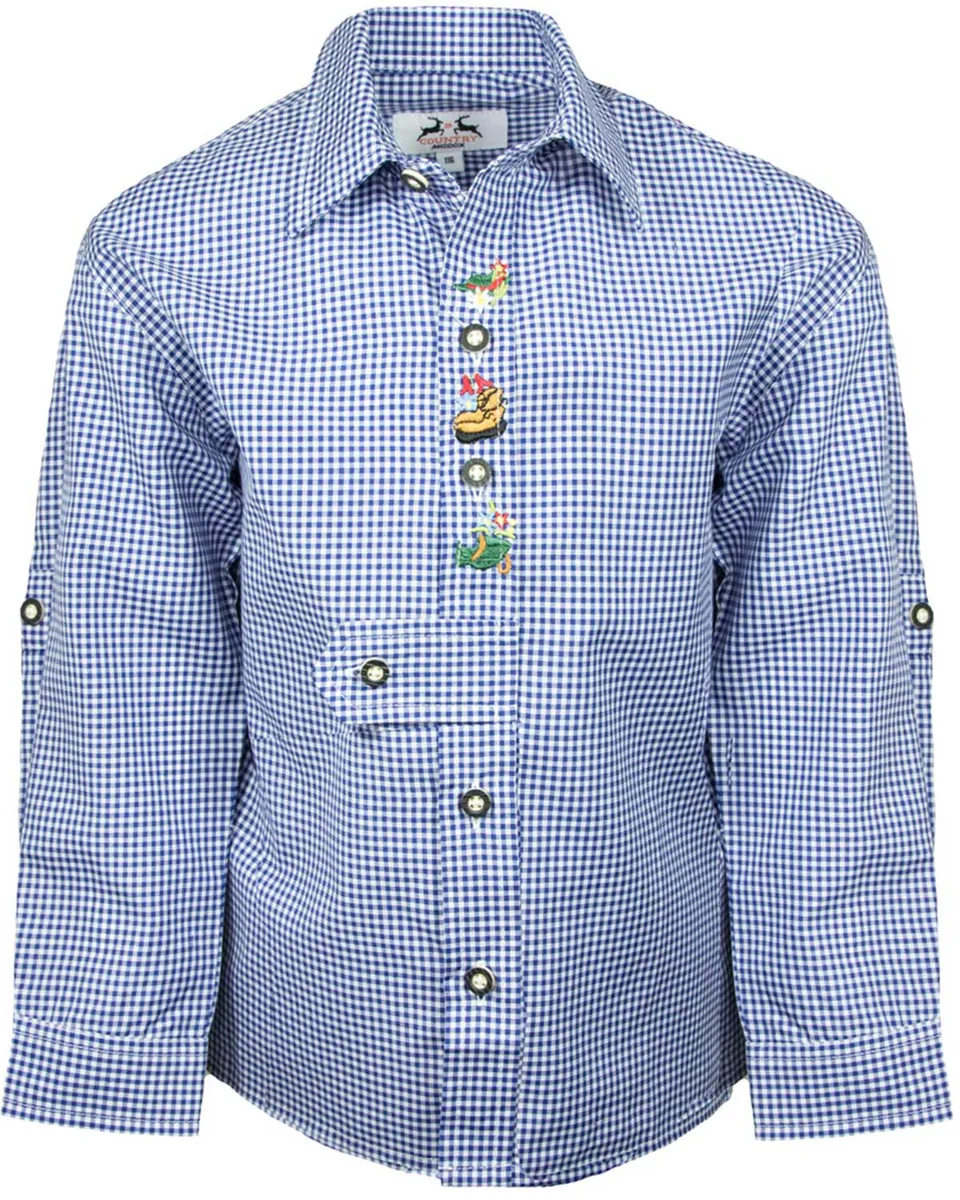 maddox-niko-kinder-trachtenhemd-blau-kariert-mit-stickerei image 1