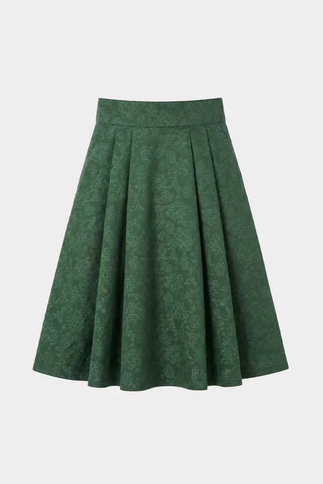 felicitas-rosa-damen-rock-knielang-falten-gummibund image 1