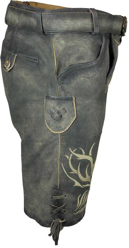 maddox-wotan-kurze-herren-lederhose-mit-g-rtel-raspato-stein-grau image 4
