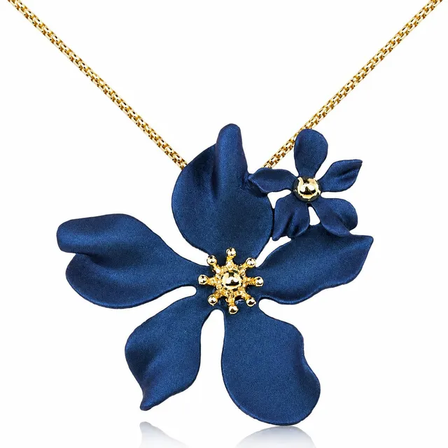 luisia-halskette-nelia-mit-blumen-16-karat-vergoldet-dunkelblau image 1