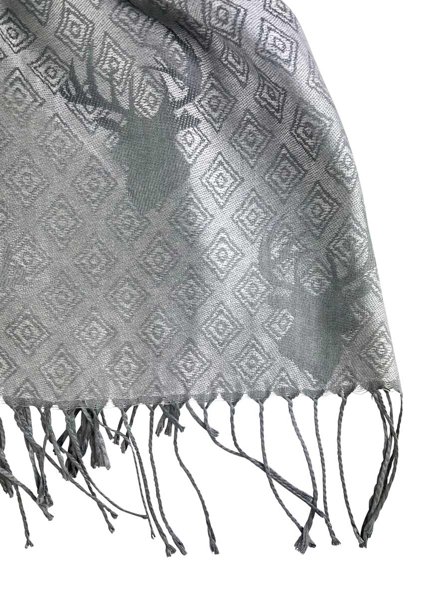 trachtenland-halstuch-schal-mit-hirschkopf-motiv-185-x-70-cm-silbergrau image 2