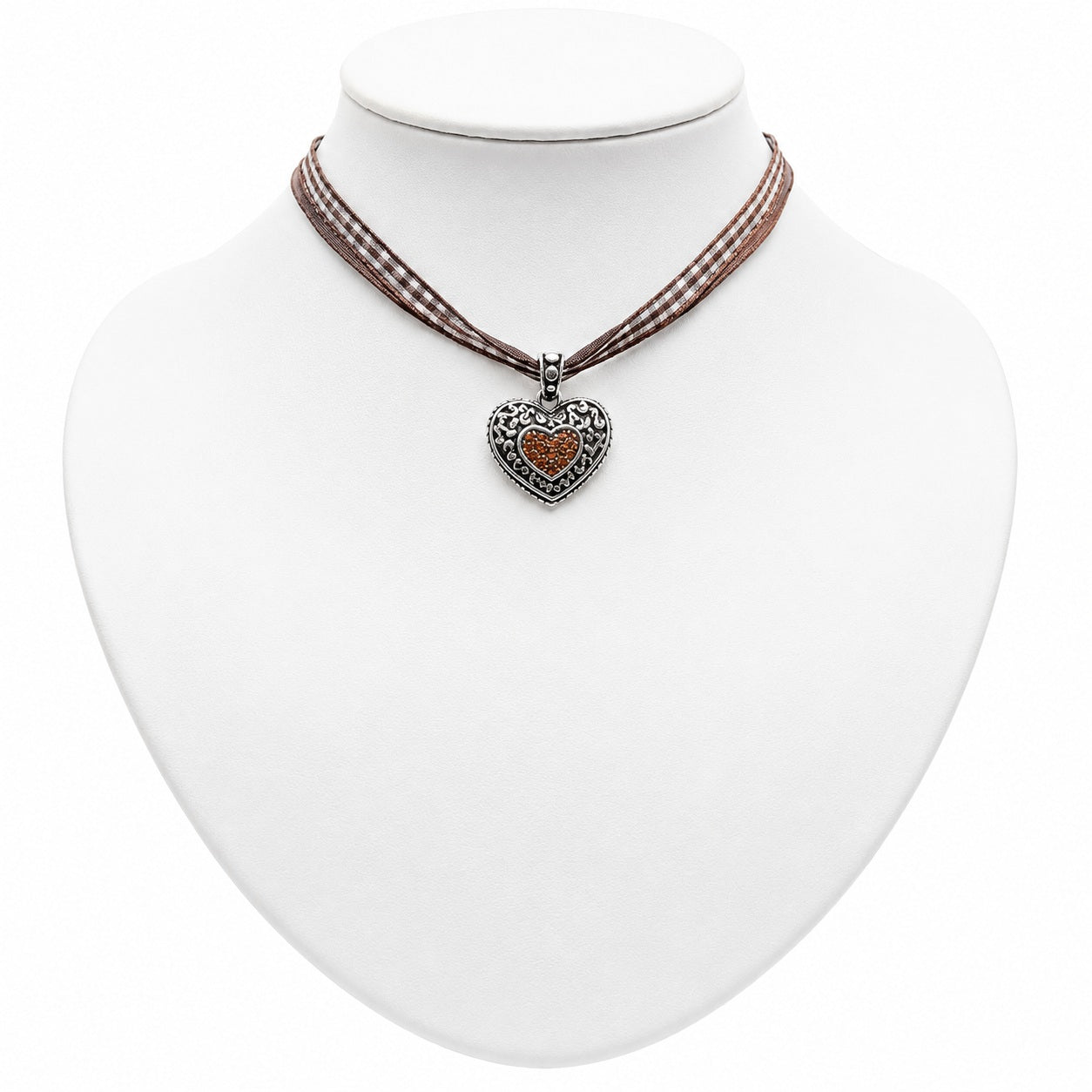 trachtenland-luisia-kinder-halskette-kariert-mit-herz-braun-mit-swarovski-krista image 5