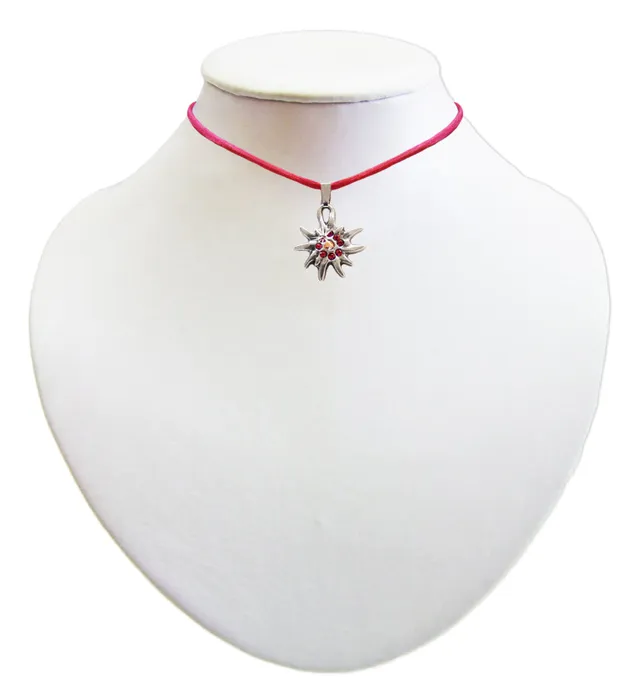 kinder-trachten-halskette-mit-edelwei-und-strass-pink image 1
