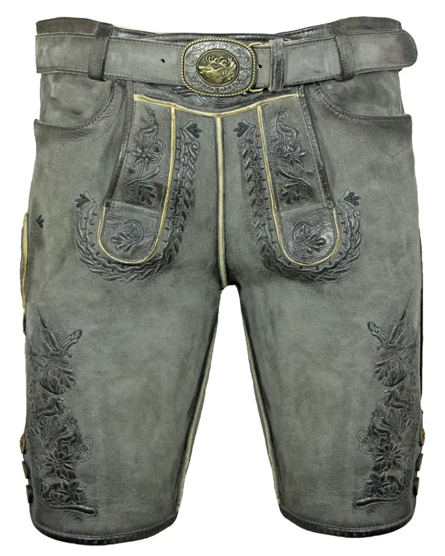 maddox-kurze-trachten-lederhose-engelbert-mit-g-rtel-vegetabil-kohle-grau image 1
