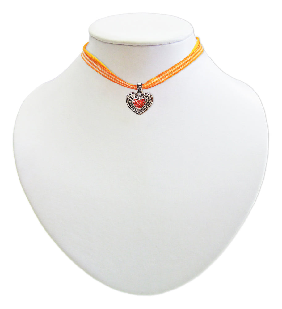 trachtenland-kinder-trachten-halskette-kariert-mit-herz-anh-nger-orange image 2