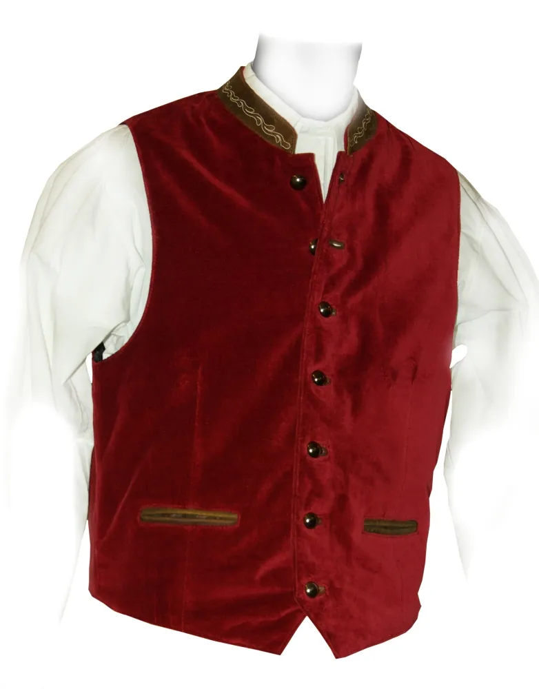 trachten-benkert-samtweste-mit-lederbesatz-rot-oder-schwarz image 1