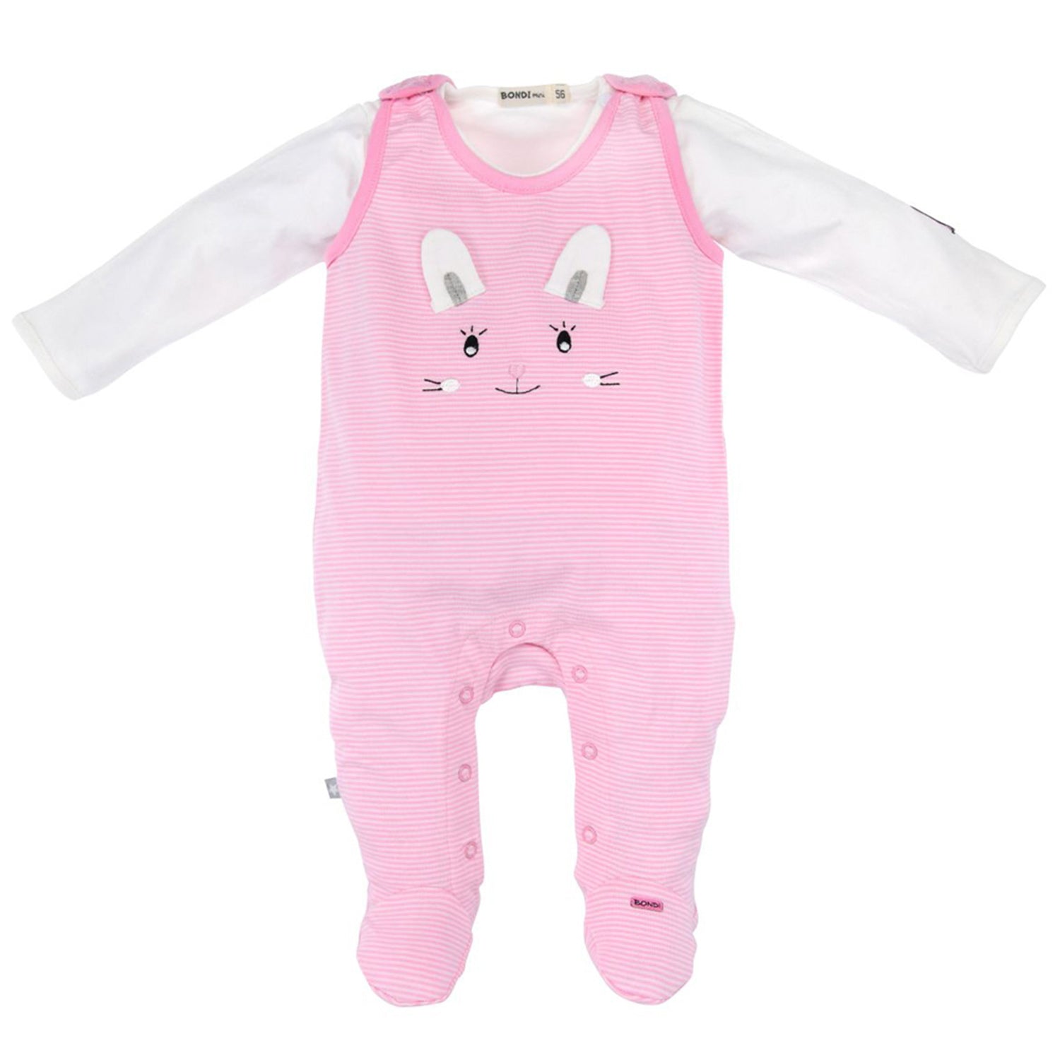 trachtenland-bondi-baby-strampler-h-schen-geringelt-2-tlg-93636-rosa-wei image 1