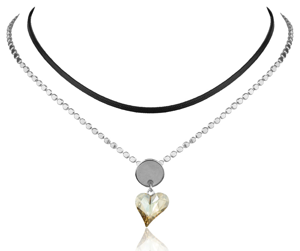 luisia-doppelte-halskette-mit-premium-kristallen-herz-und-schwarzem-band-schwarz image 1