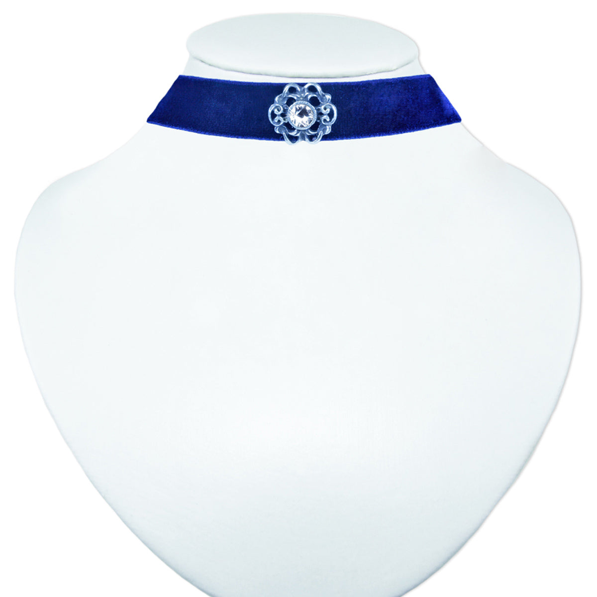 luisia-samt-kropfband-annina-mit-ornament-und-kristall-dunkelblau image 2