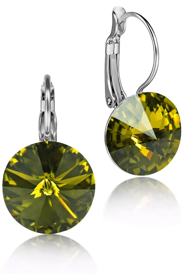 luisia-ohrringe-rivoli-12-mm-mit-kristallen-von-swarovski-olivgr-n image 1