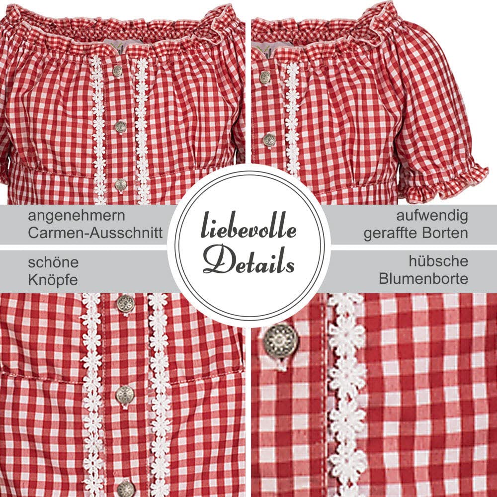n-bler-dirndlbluse-corinna-m-dchen-kurzarm-wei-rot-kariert image 2