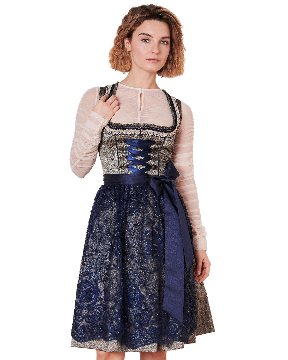 kr-ger-madl-dirndl-isi-mit-spitzensch-rze-60-cm-blau image 1