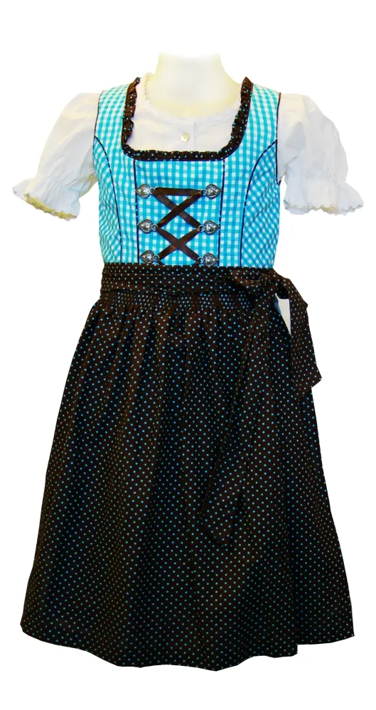trachten-benkert-jule-dirndl-t-rkis-braun-mit-bluse image 1