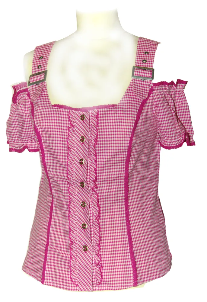 trachten-benkert-pfennig-damenbluse-pink-kariert image 1