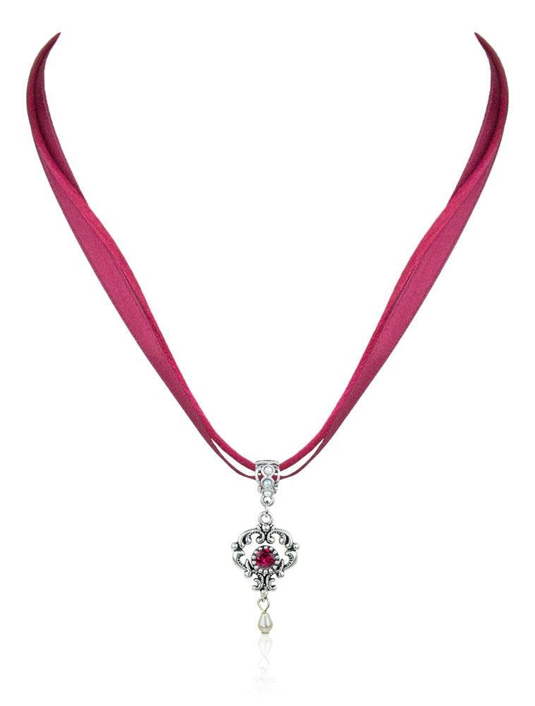 luisia-halskette-malou-mit-ornament-anh-nger-und-premium-kristall-dunkelrot image 2