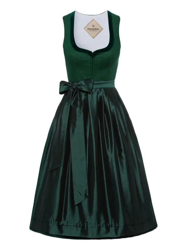 heimatgl-ck-dirndl-tamara-tannengr-n-samtmieder-mit-plisseerock image 1