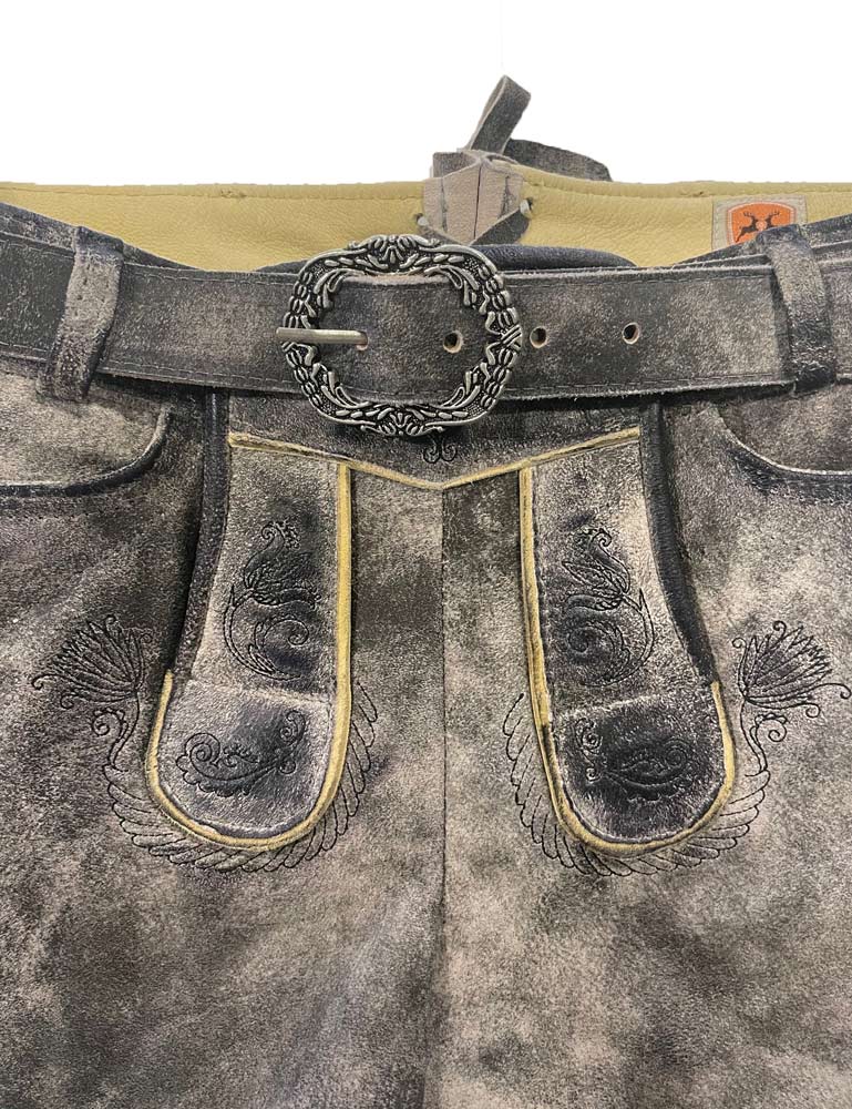 maddox-m-dchen-lederhose-fichtelsee-kurz-mit-g-rtel-steingrau-ziegenvelour image 3
