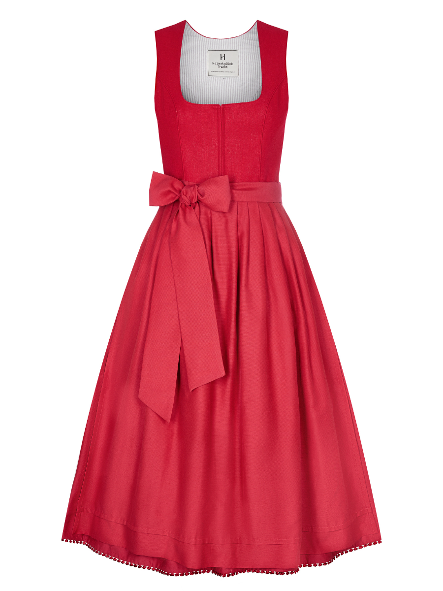 heimatgl-ck-dirndl-bella-kirschrot-leinenmieder-mit-punkterock image 1