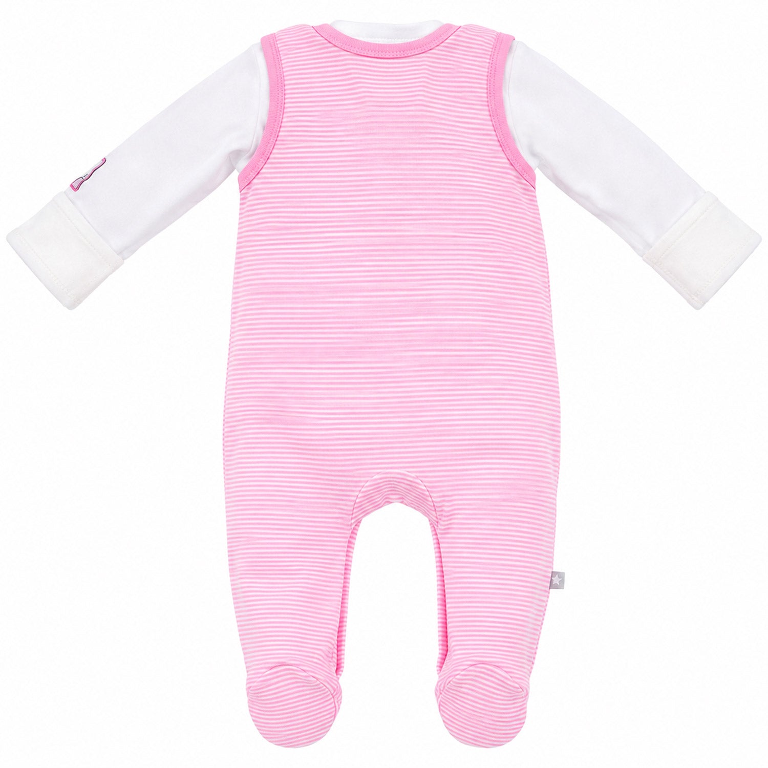trachtenland-bondi-baby-strampler-h-schen-geringelt-2-tlg-93636-rosa-wei image 2