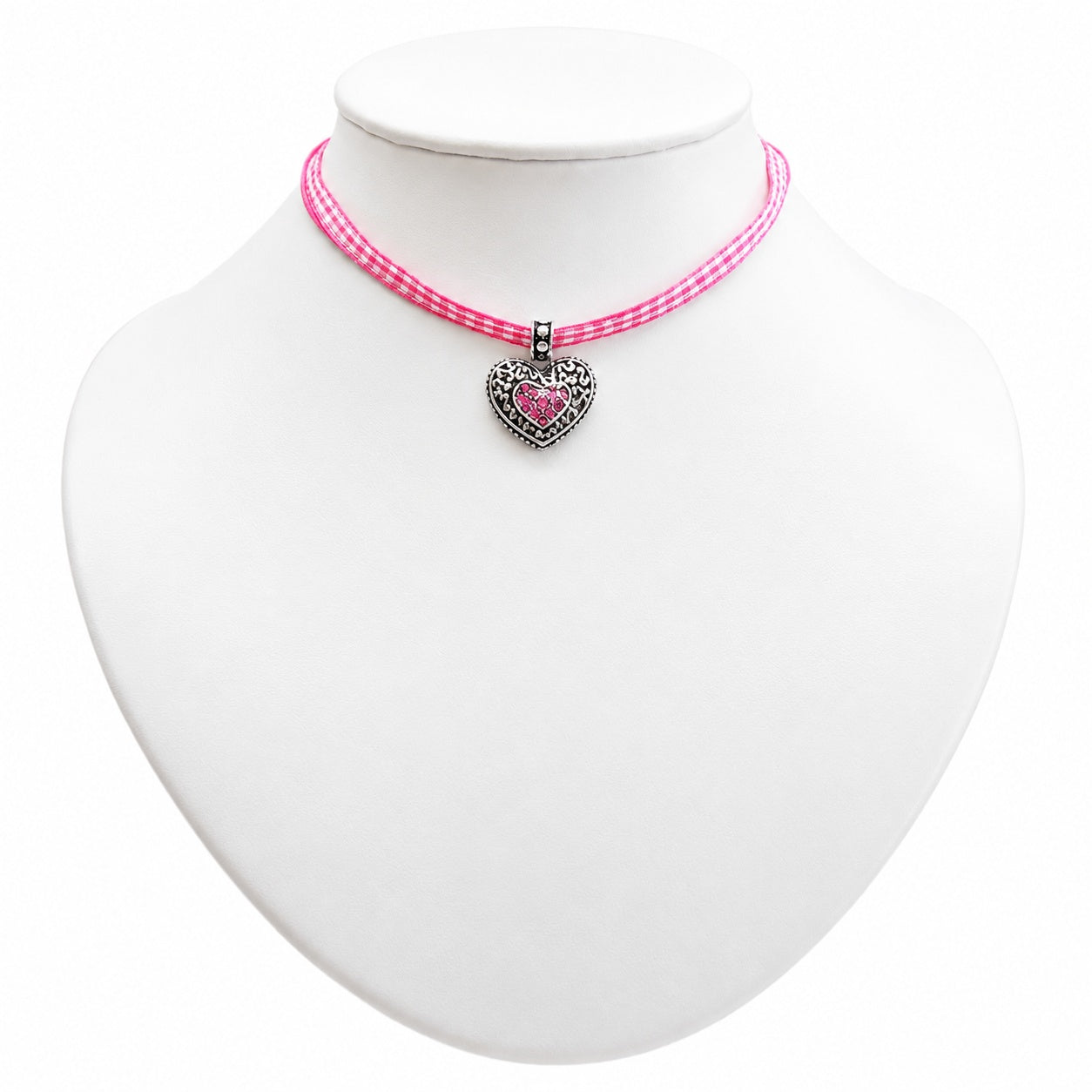 luisia-kinder-halskette-kariert-mit-herz-mit-swarovski-kristallen-pink image 5