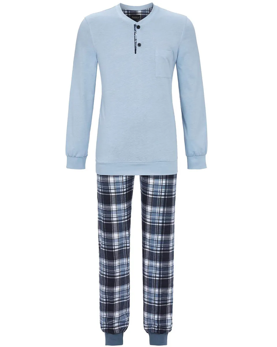 trachtenland-ringella-herren-langarm-pyjama-4541216-mit-strickb-ndchen-blau image 1