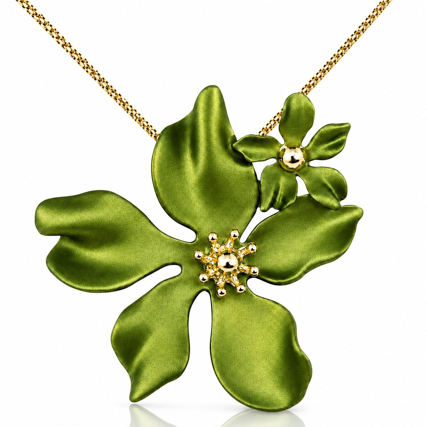 trachtenland-luisia-halskette-nelia-mit-blumen-16-karat-vergoldet-olivgr-n image 1