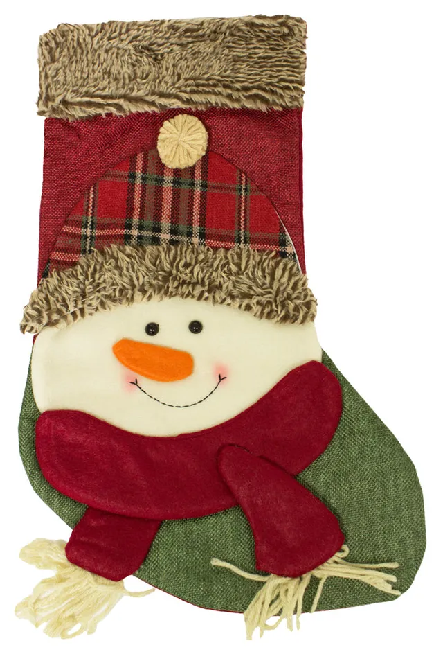 trachtenland-xl-nikolaus-stiefel-weihnachtsstrumpf-45-cm-3d-schneemann-santa image 1