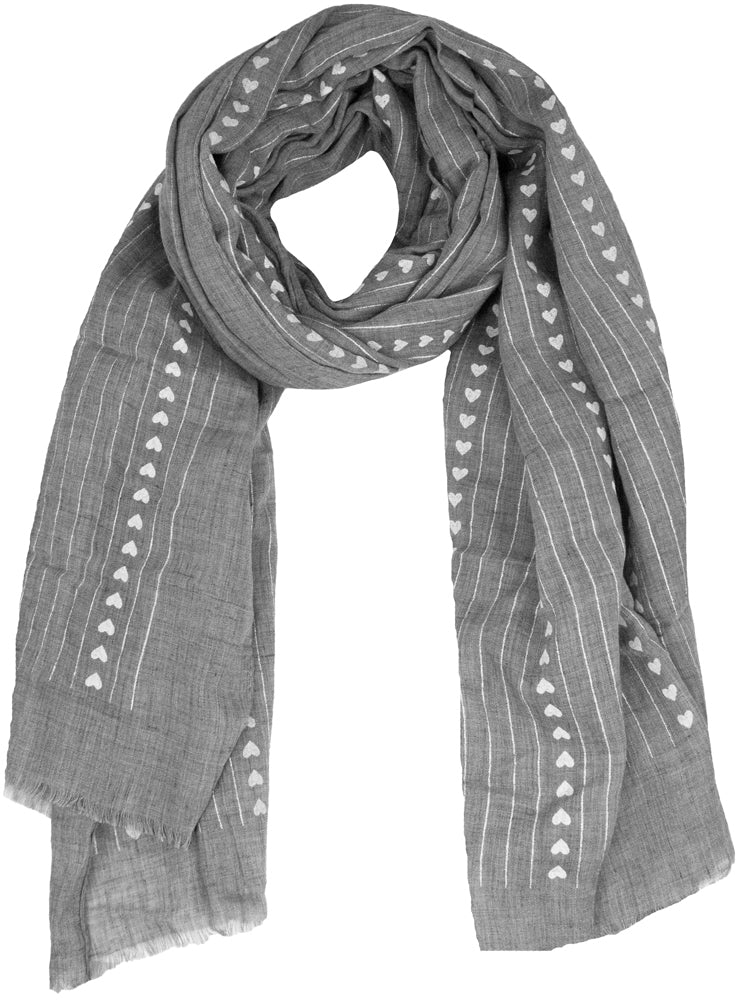 trachtenland-halstuch-schal-mit-herzen-glitzer-185-x-70-cm-grau image 1