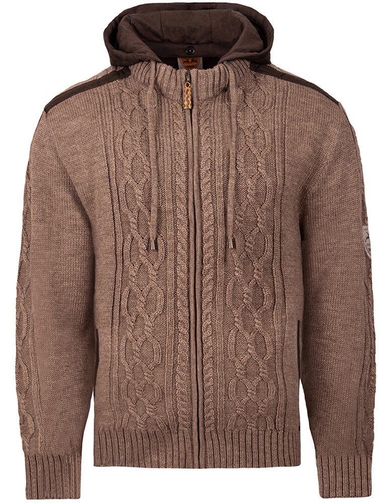 maddox-herren-trachten-strickjacke-waidsee-mit-kapuze-braun image 1
