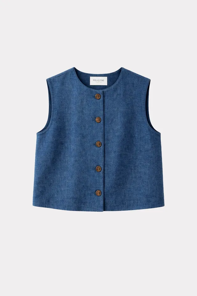 felicitas-damen-weste-wieke-kurze-leinen-stretch-weste image 1
