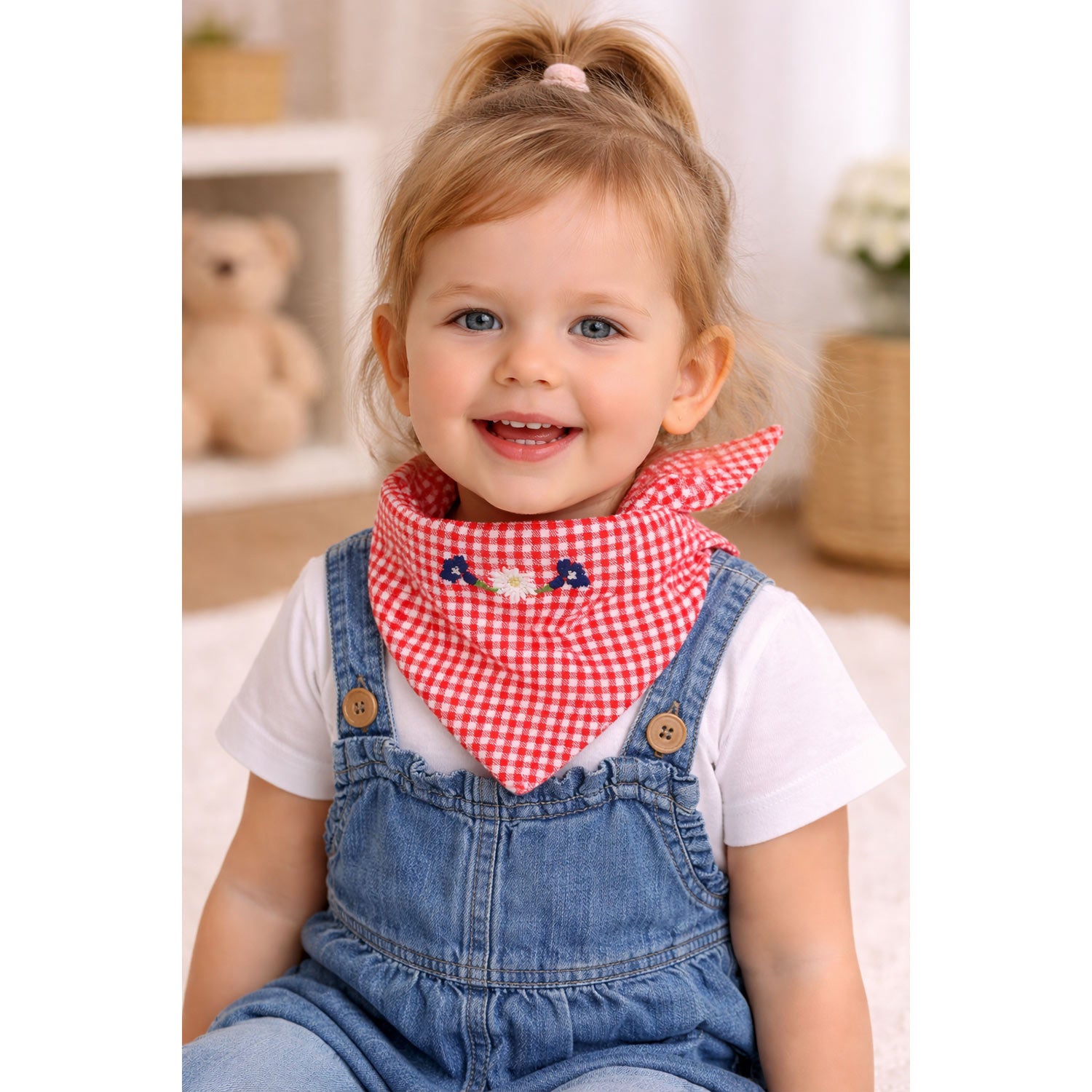 bondi-baby-m-dchen-halstuch-dreieckstuch-91847-rot-wei-kariert image 4