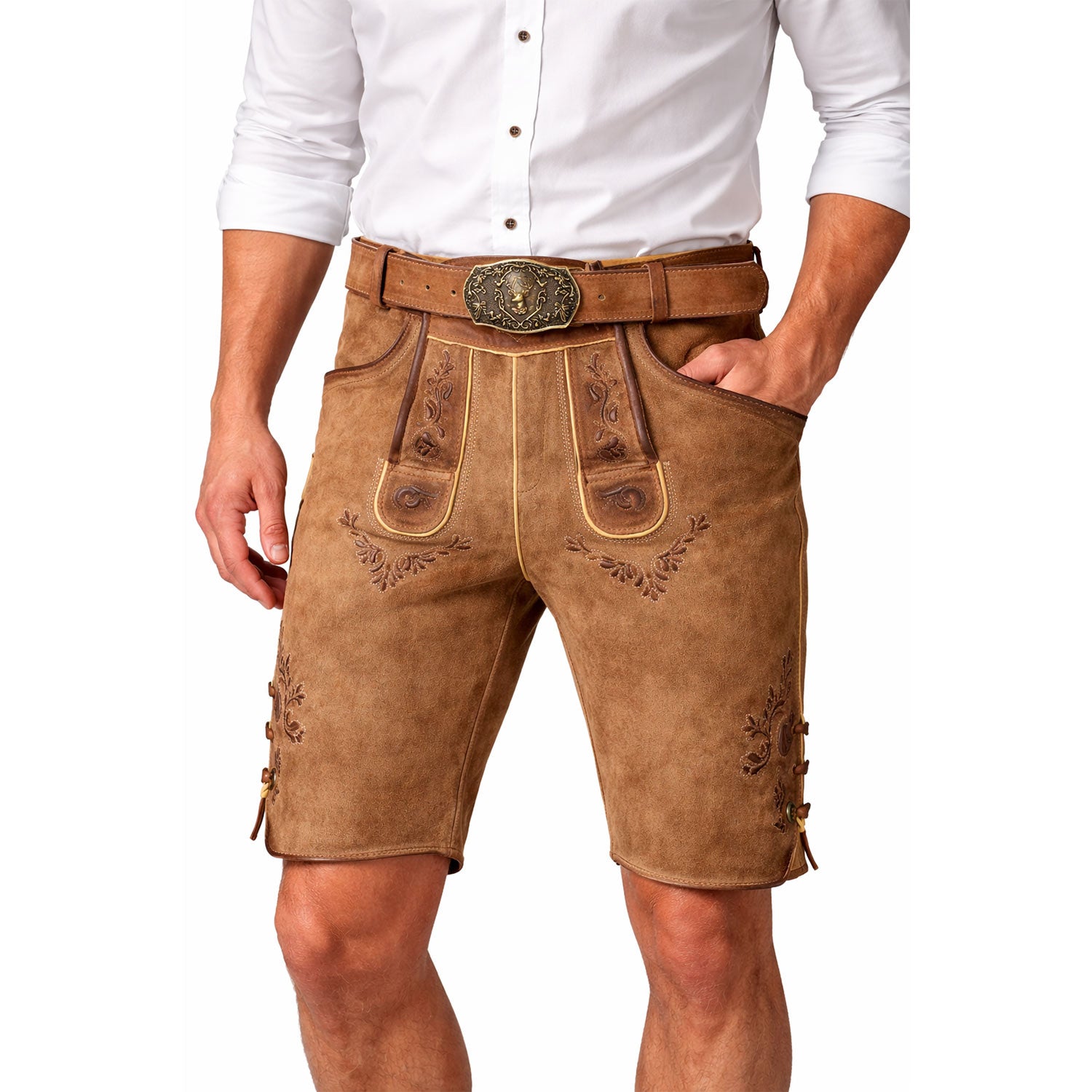 trachtenland-maddox-kurze-herren-lederhose-hopfensee-mit-g-rtel-antik-creme image 2